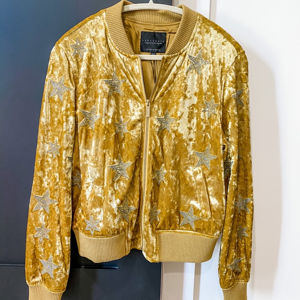 SANCTUARY golden velvet & silver star jacket M-NWT